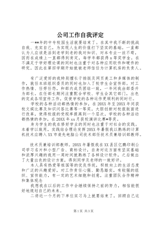 2024年公司工作自我评定