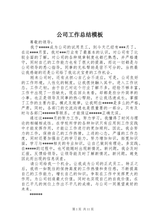2024年公司工作总结模板