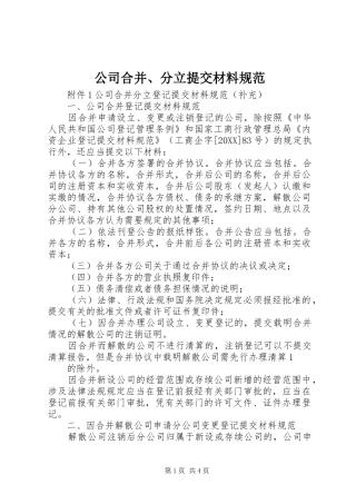 2024年公司合并分立提交材料规范