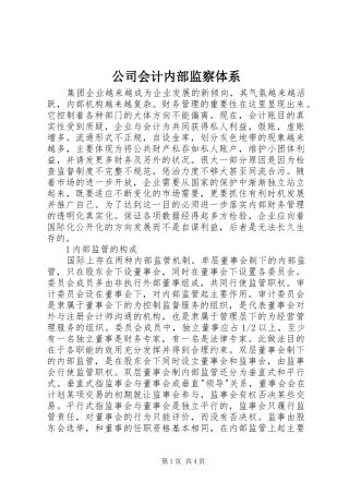 2024年公司会计内部监察体系