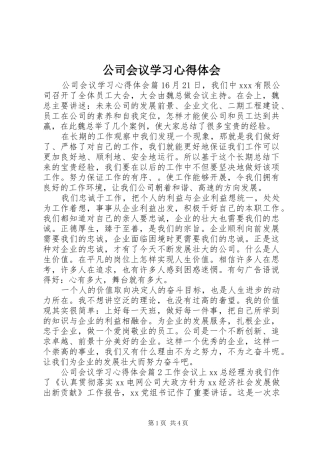 2024年公司会议学习心得体会