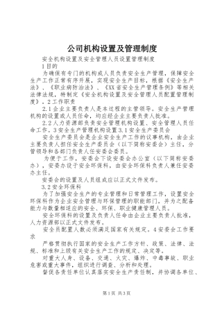 2024年公司机构设置及管理制度