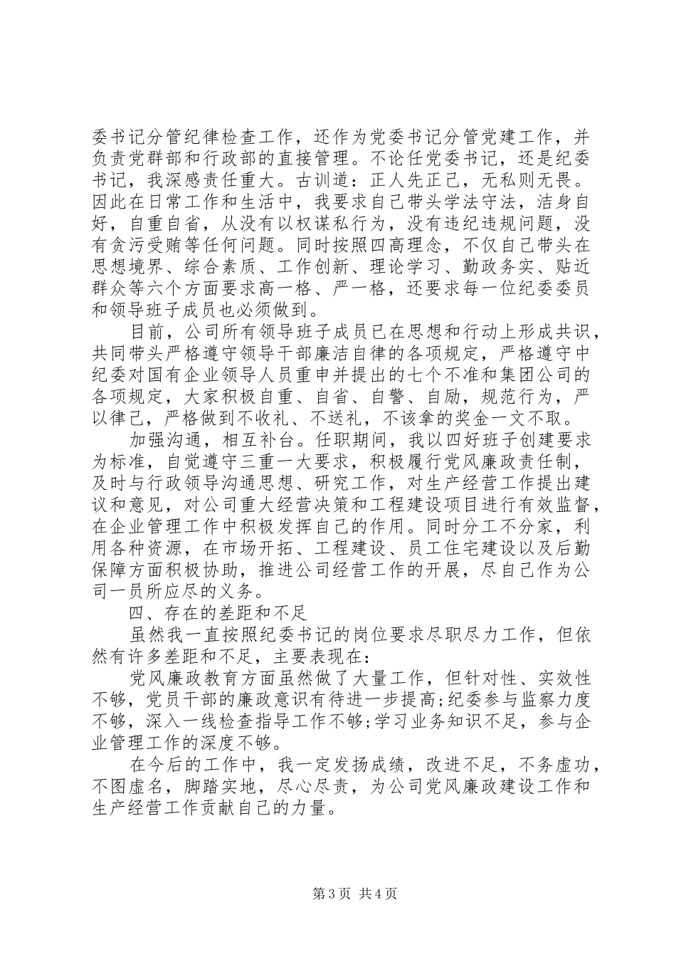 2024年公司纪检干部述职报告_第3页