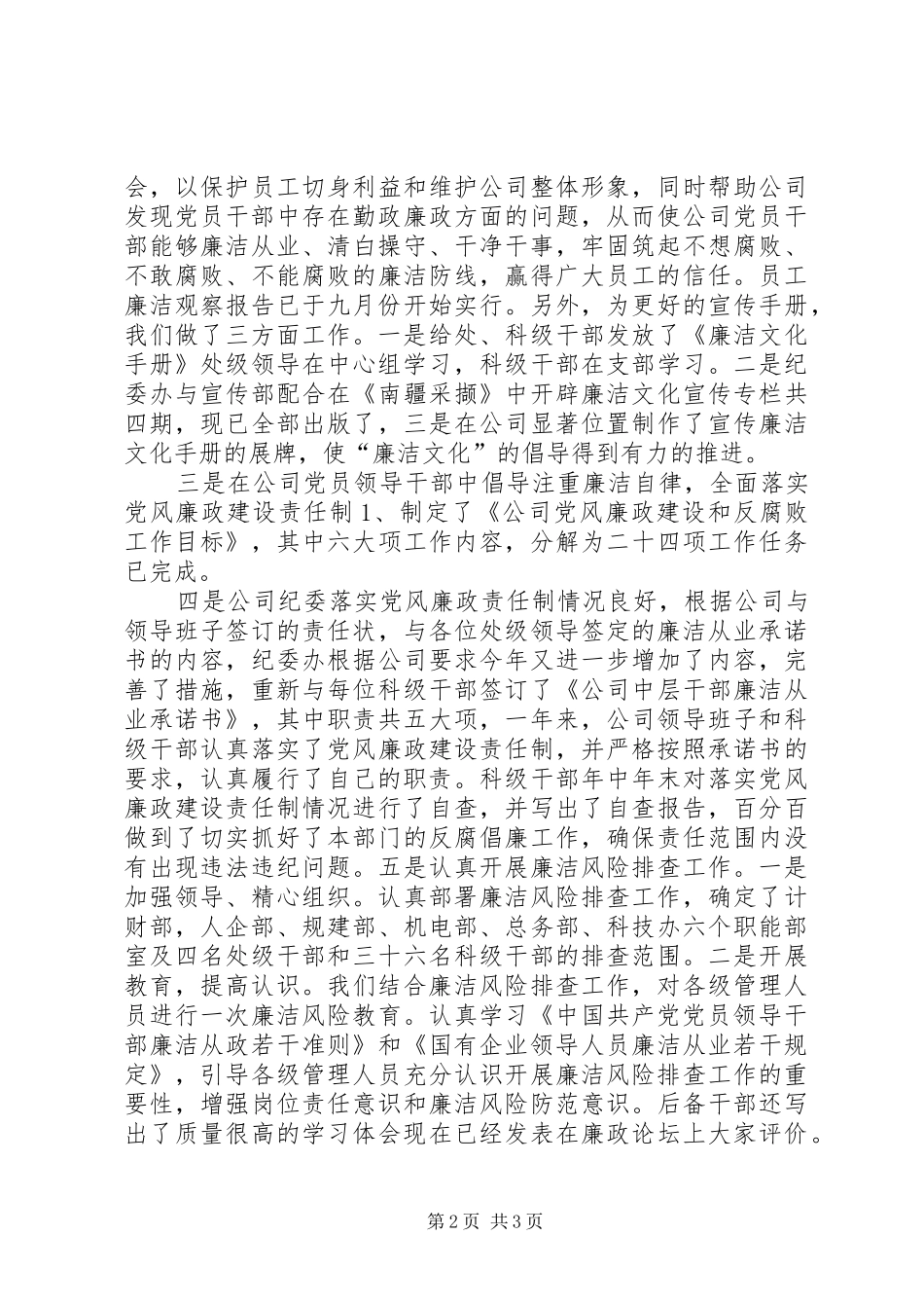 2024年公司纪检监察干事个人总结_第2页