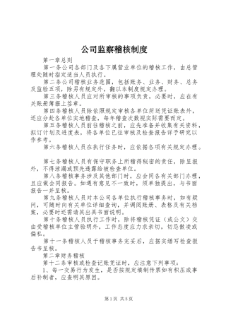 2024年公司监察稽核制度