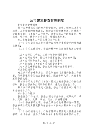 2024年公司建立督查管理制度