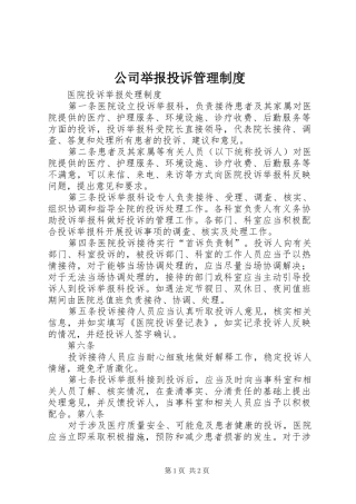 2024年公司举报投诉管理制度