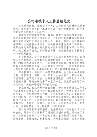 2024年公司考核个人工作总结范文