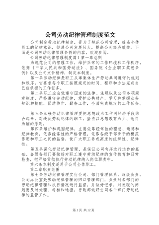 2024年公司劳动纪律管理制度范文