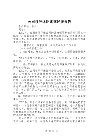 2024年公司领导述职述德述廉报告