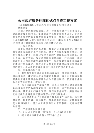 2024年公司旅游服务标准化试点自查工作方案