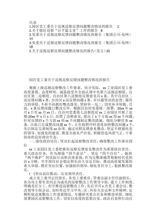 关于巡视巡察反馈问题整改情况的报告汇编