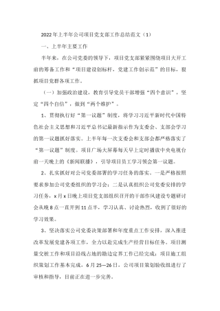 党支部2022年上半年工作总结范文2篇