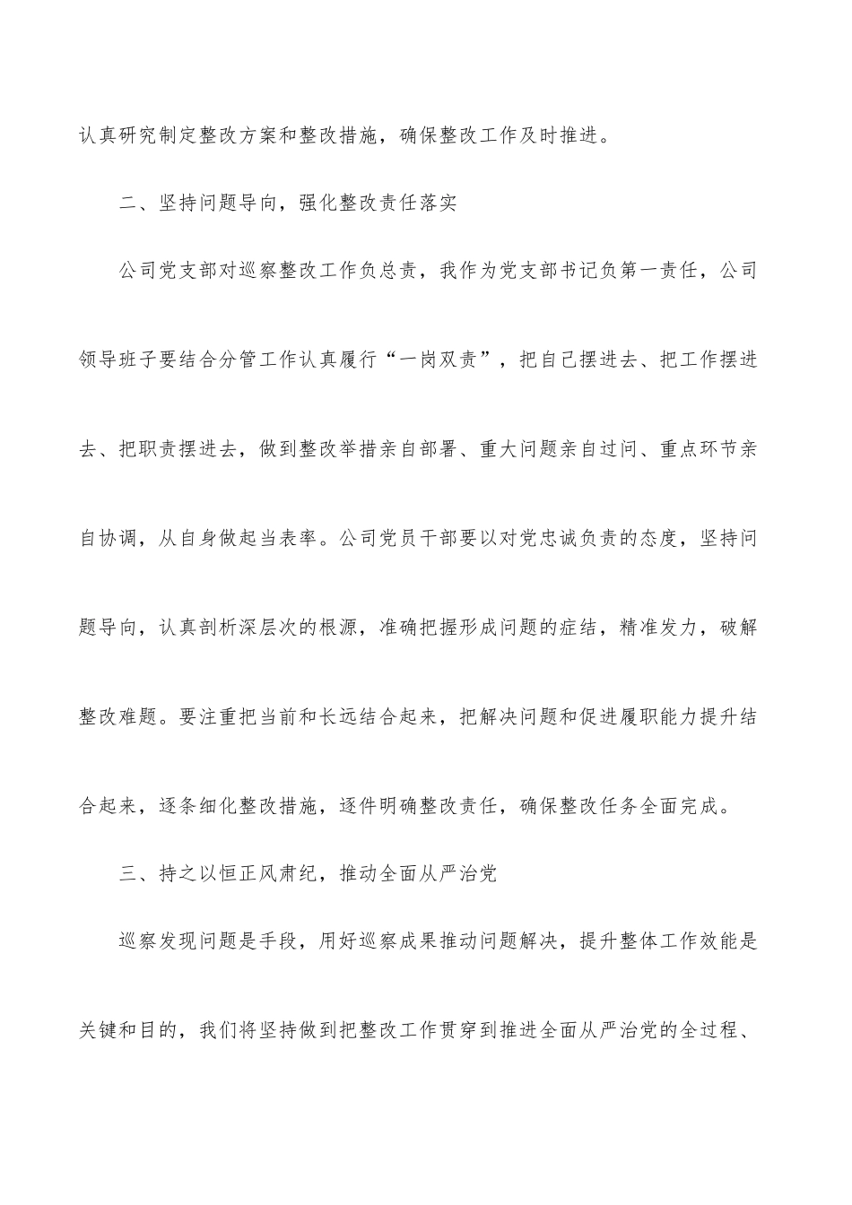 在公司巡察反馈会上的表态发言提纲_第3页