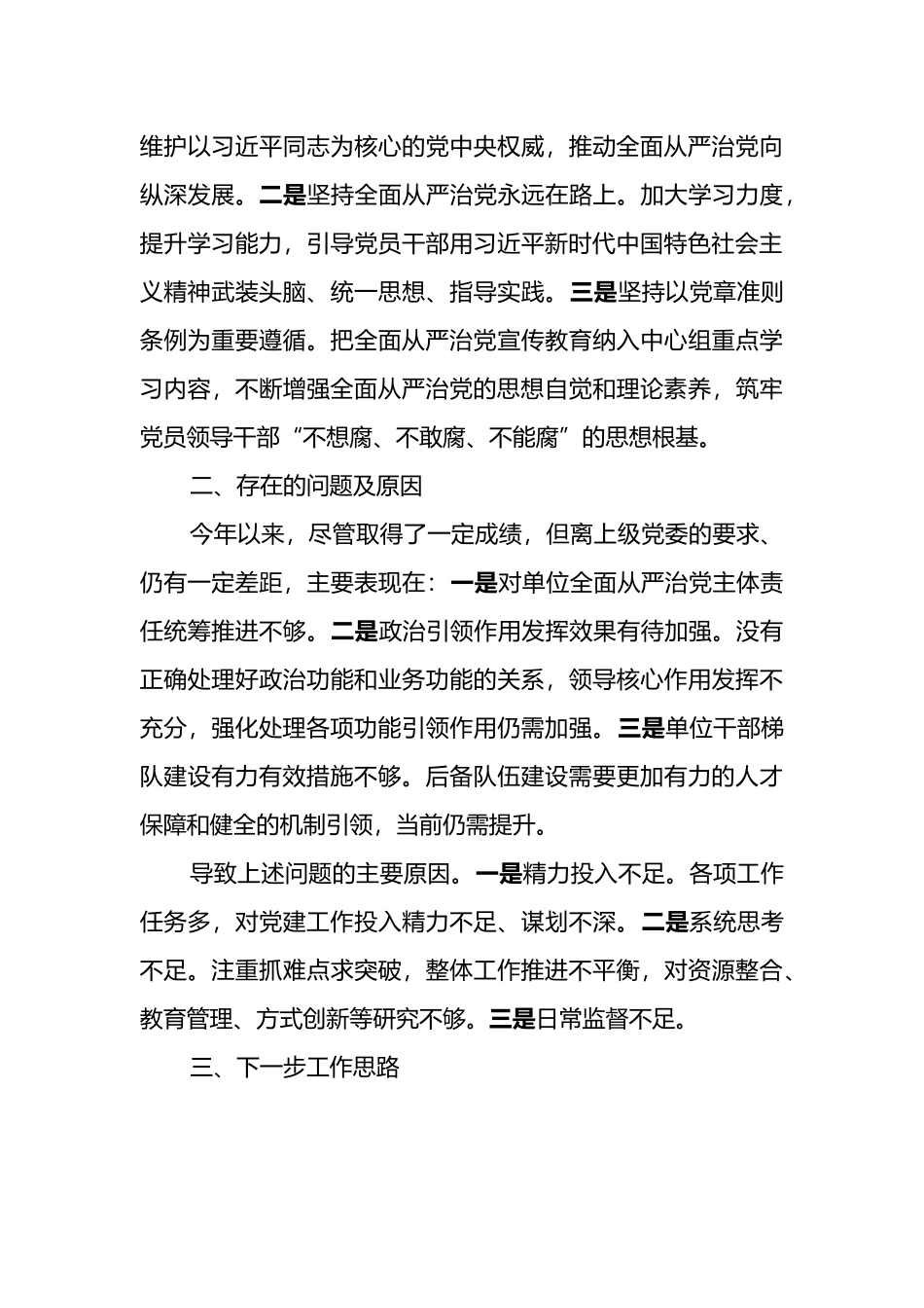 公司党支部书记上半年履行全面从严治党主体责任情况汇报_第3页