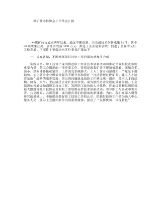 煤矿技术性协会工作情况汇报