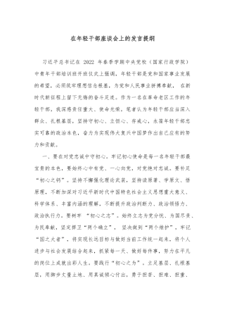 在年轻干部座谈会上的发言提纲