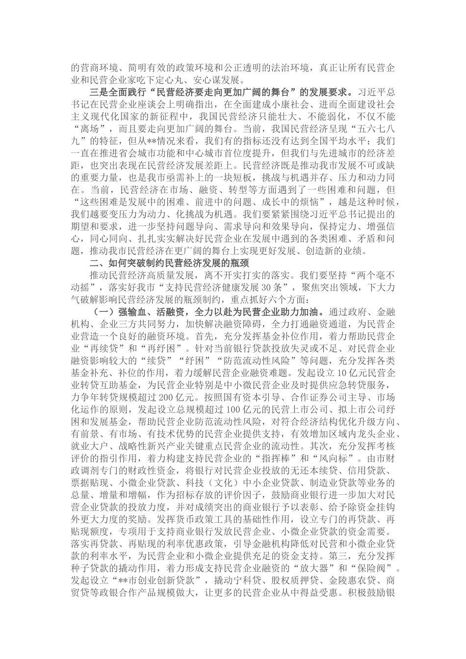在全市推动民营经济高质量发展大会上讲话_第2页