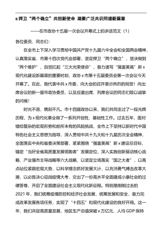 政协会议开幕式讲话致辞4篇
