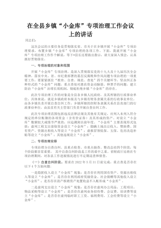 在全县乡镇“小金库”专项治理工作会议上的讲话