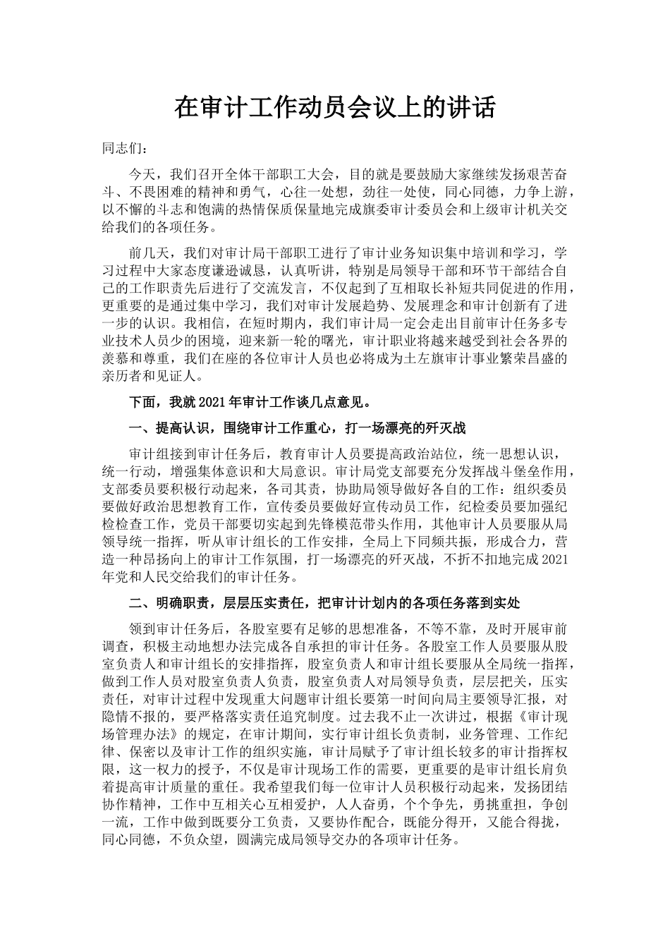 在审计工作动员会议上的讲话_第1页