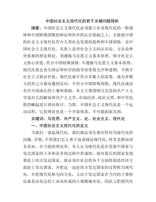 中国社会主义现代化的若干关键问题探析  思想政治专业