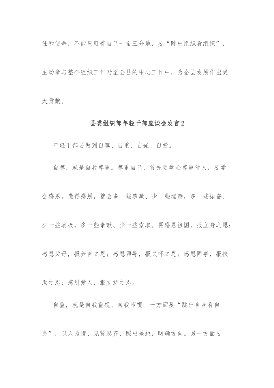 (5篇)县委组织部年轻干部座谈会发言汇编_第3页