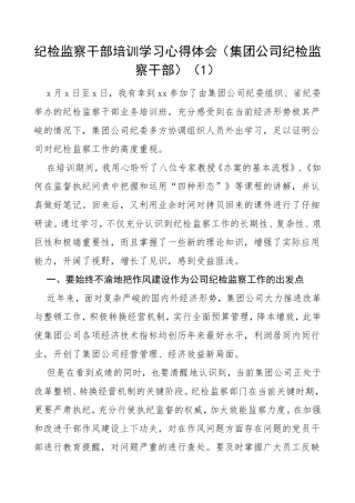 7篇纪检培训心得纪检监察干部业务能力提升培训班学习心得体会研讨发言材料7篇含集团公司企业