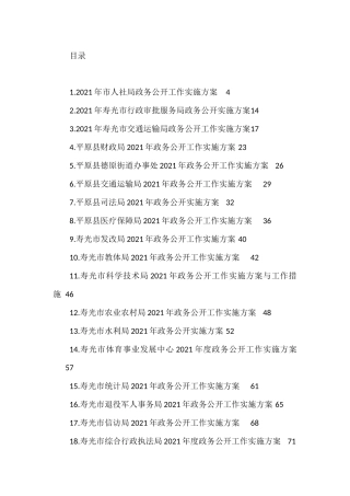 2021年政务公开工作方案汇编（19篇）