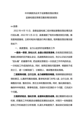 2022年巡察整改情况报告