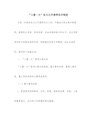 “三重一大”权力公开透明运行制度