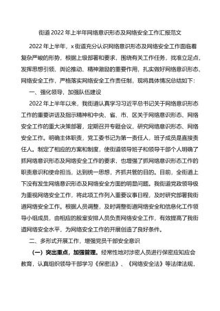 2022年上半年网络意识形态及网络安全工作总结汇报范文