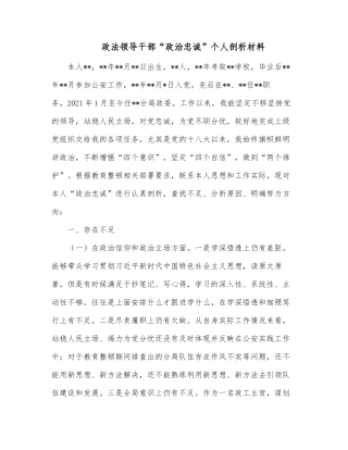 政法领导干部“政治忠诚”个人剖析材料