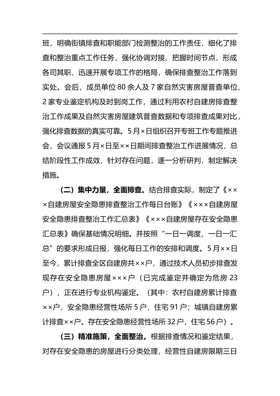 自建房屋安全隐患排查整治工作情况汇报_第2页