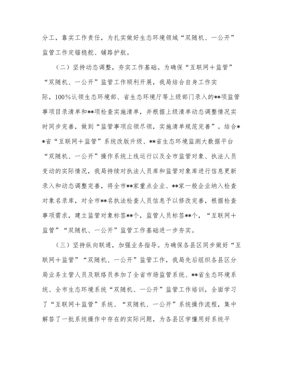 全市生态环境领域“互联网＋监管”暨“双随机、一公开”监管工作汇报_第2页