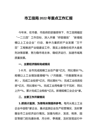 市工信局2022年重点工作汇报