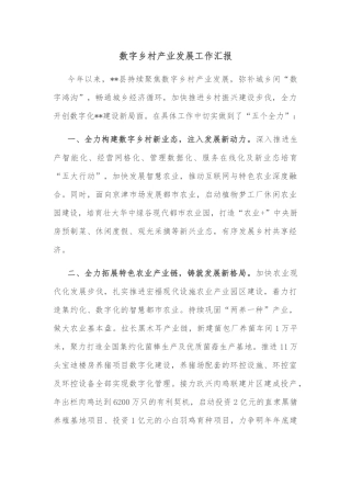 数字乡村产业发展工作汇报