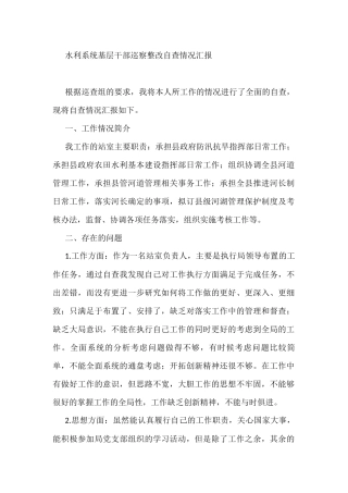 水利系统基层干部巡察整改自查情况汇报
