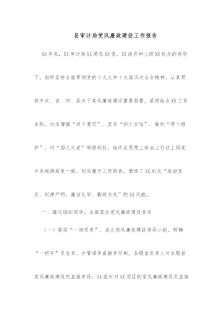 县审计局党风廉政建设工作报告