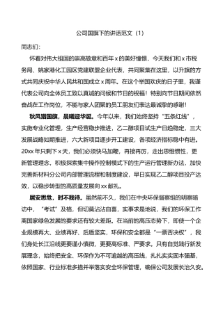 公司国旗下的讲话范文5篇