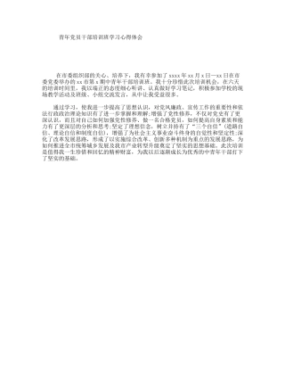 青年党员干部培训班学习心得体会