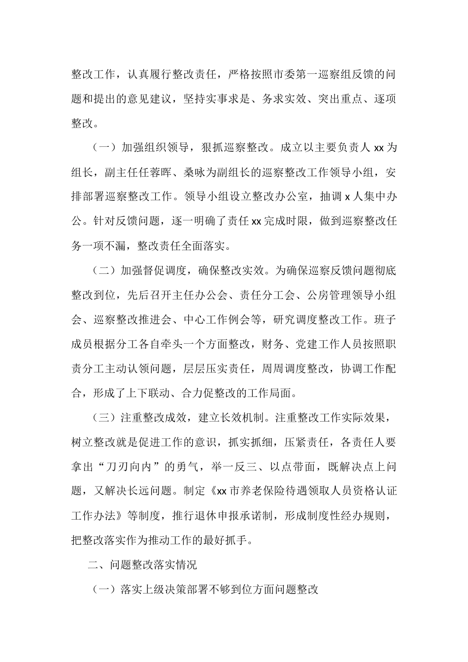 关于巡察整改进展情况的报告_第2页