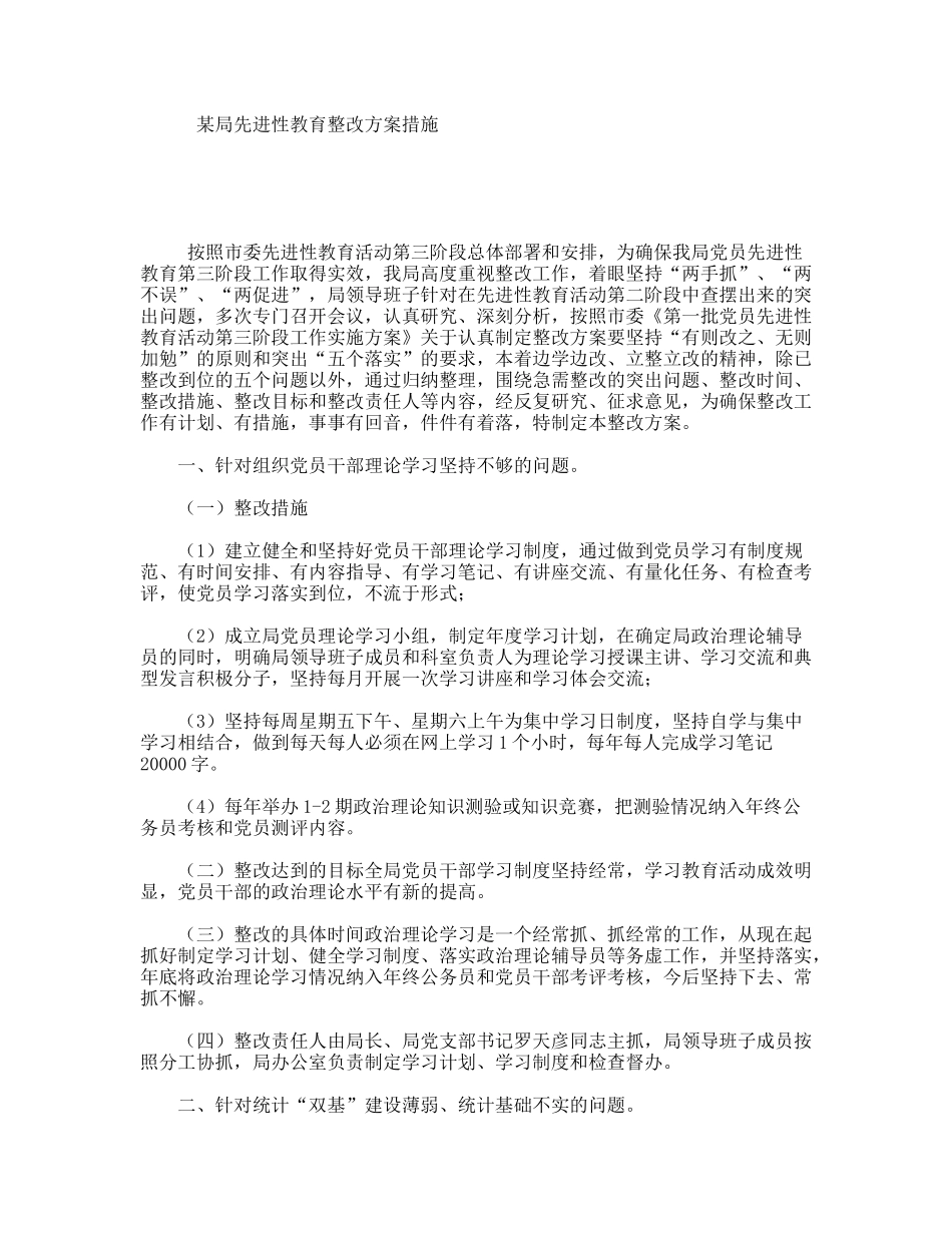 某局先进性教育整改方案措施_第1页