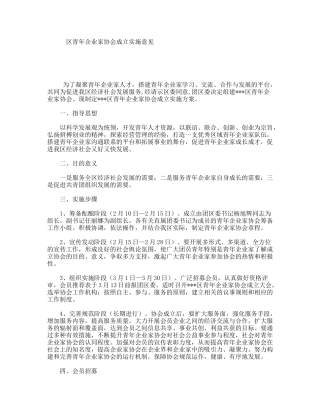 区青年企业家协会成立实施意见