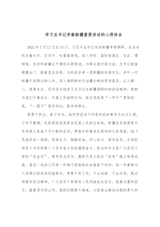 学习总书记考察新疆重要讲话的心得体会