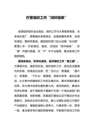 拧紧组织工作“闭环链条”