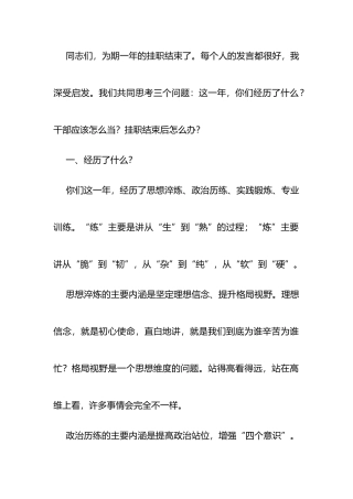 在2022年挂职干部座谈会上的讲话