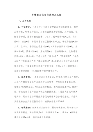 乡镇重点任务完成情况汇报