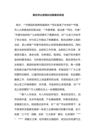新任市公安局长任前表态讲话