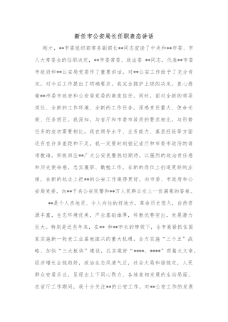 新任市公安局长任职表态讲话